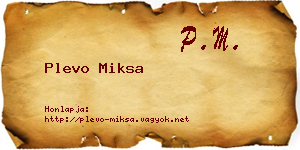 Plevo Miksa névjegykártya